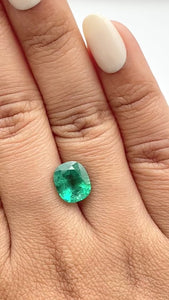 2.91ct | Brilliant Cut Cushion Shape Brazil Emerald - Modern Rustic Diamond