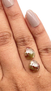 5.86cttw | Salt & Pepper Pear Shape Rose Cut Diamond Matched Pair - Modern Rustic Diamond