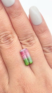 4.37ct |  Emerald Shape Step Cut Tourmaline - Modern Rustic Diamond