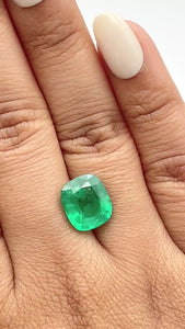 4.20ct | Brilliant Cut Cushion Shape Brazil Emerald - Modern Rustic Diamond