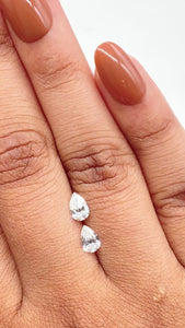0.81cttw | F VS2 Pear Shape Old Mine Cut Diamond Matched Pair - Modern Rustic Diamond