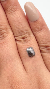 0.95ct | Salt & Pepper Emerald Shape Step Cut Diamond - Modern Rustic Diamond