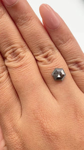1.35ct | Salt & Pepper Hexagon Shape Rose Cut Diamond - Modern Rustic Diamond