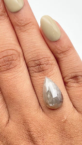 7.23ct | Salt & Pepper Pear Shape Rose Cut Diamond - Modern Rustic Diamond