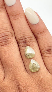 4.17cttw | Rustic  Pear Shape Rose Cut Diamond Matched Pair - Modern Rustic Diamond