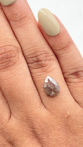 1.97ct | Salt & Pepper Pear Shape Rose Cut Diamond - Modern Rustic Diamond