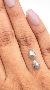 1.84cttw | Rustic Pear Shape Rose Cut Diamond Matched Pair - Modern Rustic Diamond