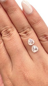 1.78cttw | Salt & Pepper Pear Shape Rose Cut Diamond Matched Pair - Modern Rustic Diamond