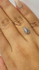 1.18ct | Salt & Pepper Pear Shape Rose Cut Diamond - Modern Rustic Diamond