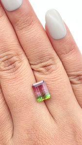 3.29ct |  Emerald Shape Step Cut Tourmaline - Modern Rustic Diamond