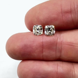 2.01cttw | M VVS2 Cushion Shape Old Mine Cut Diamond Matched Pair (GIA) - Modern Rustic Diamond