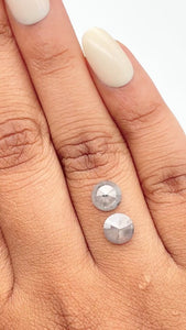 1.93cttw | Rustic  Round Shape Rose Cut Diamond Matched Pair - Modern Rustic Diamond