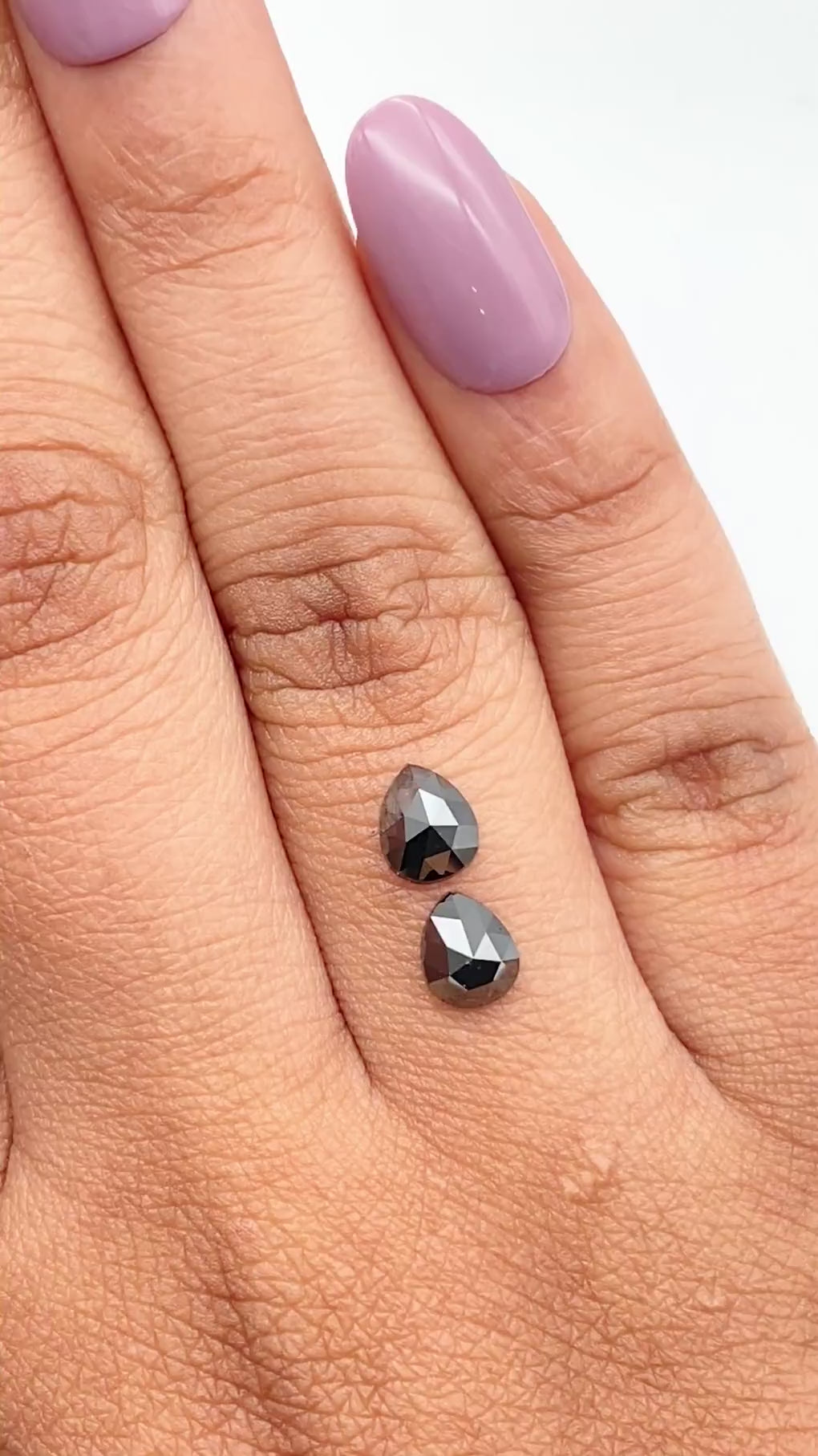 1.07cttw | Black Pear Shape Rose Cut Diamond Matched Pair - Modern Rustic Diamond