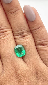 3.21ct | Brilliant Cut Cushion Shape Brazil Emerald - Modern Rustic Diamond