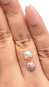 2.46cttw | Rustic Cushion Shape Rose Cut Diamond Matched Pair - Modern Rustic Diamond