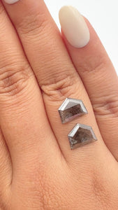 2.80cttw | Rustic  Shield Shape Rose Cut Diamond Matched Pair - Modern Rustic Diamond