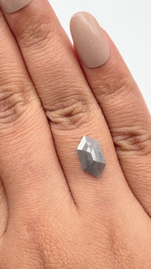 1.95ct | Salt & Pepper Hexagon Shape Rose Cut Diamond - Modern Rustic Diamond