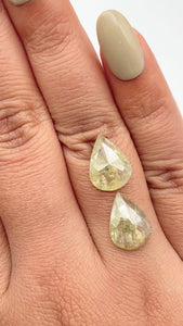 6.12cttw | Salt & Pepper Pear Shape Rose Cut Diamond Matched Pair - Modern Rustic Diamond