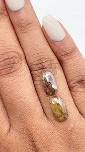 4.88cttw | Salt & Pepper Oval Shape Rose Cut Diamond Matched Pair - Modern Rustic Diamond