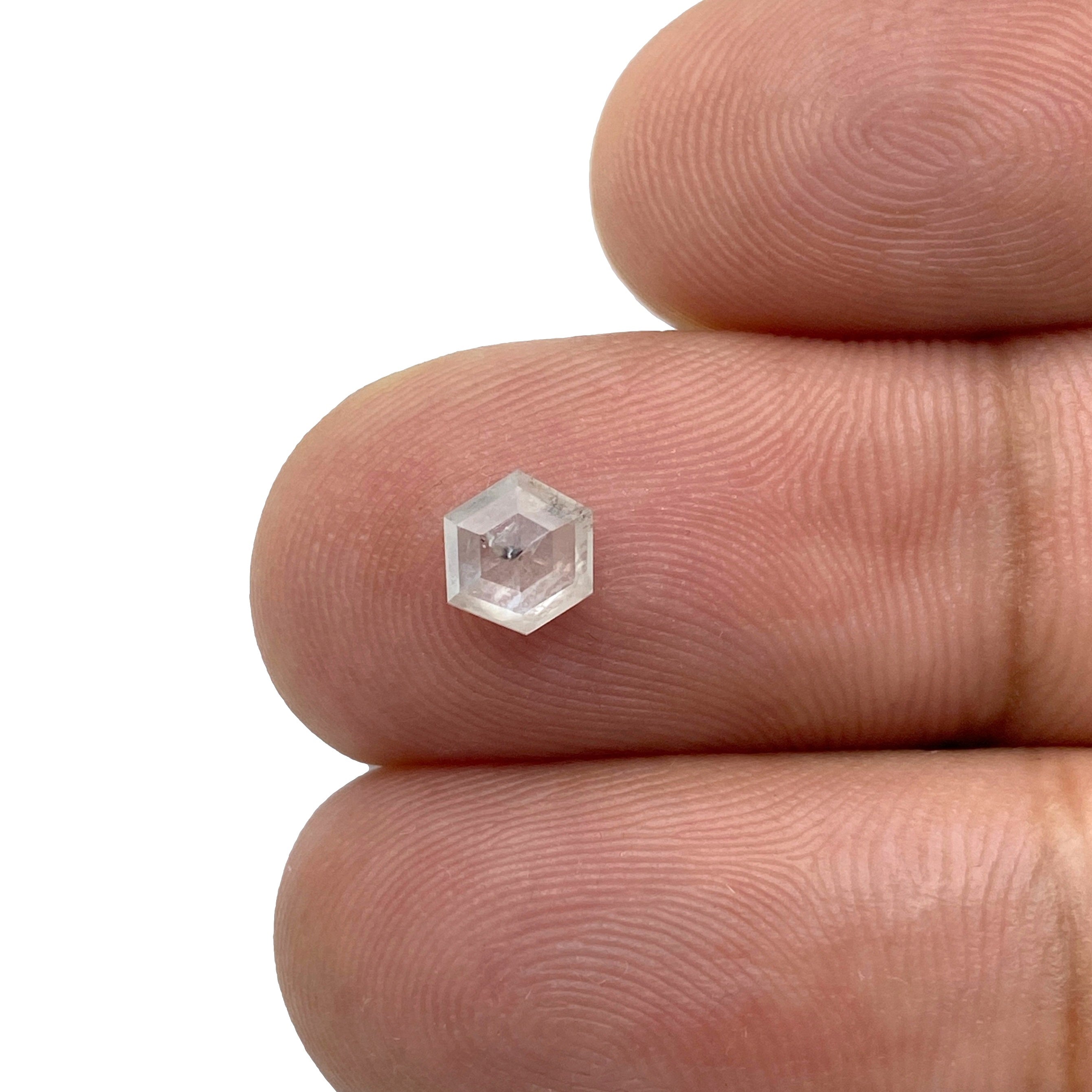 0.59ct | Salt & Pepper Opaque Rose Cut Hexagon Shape Diamond-Modern Rustic Diamond