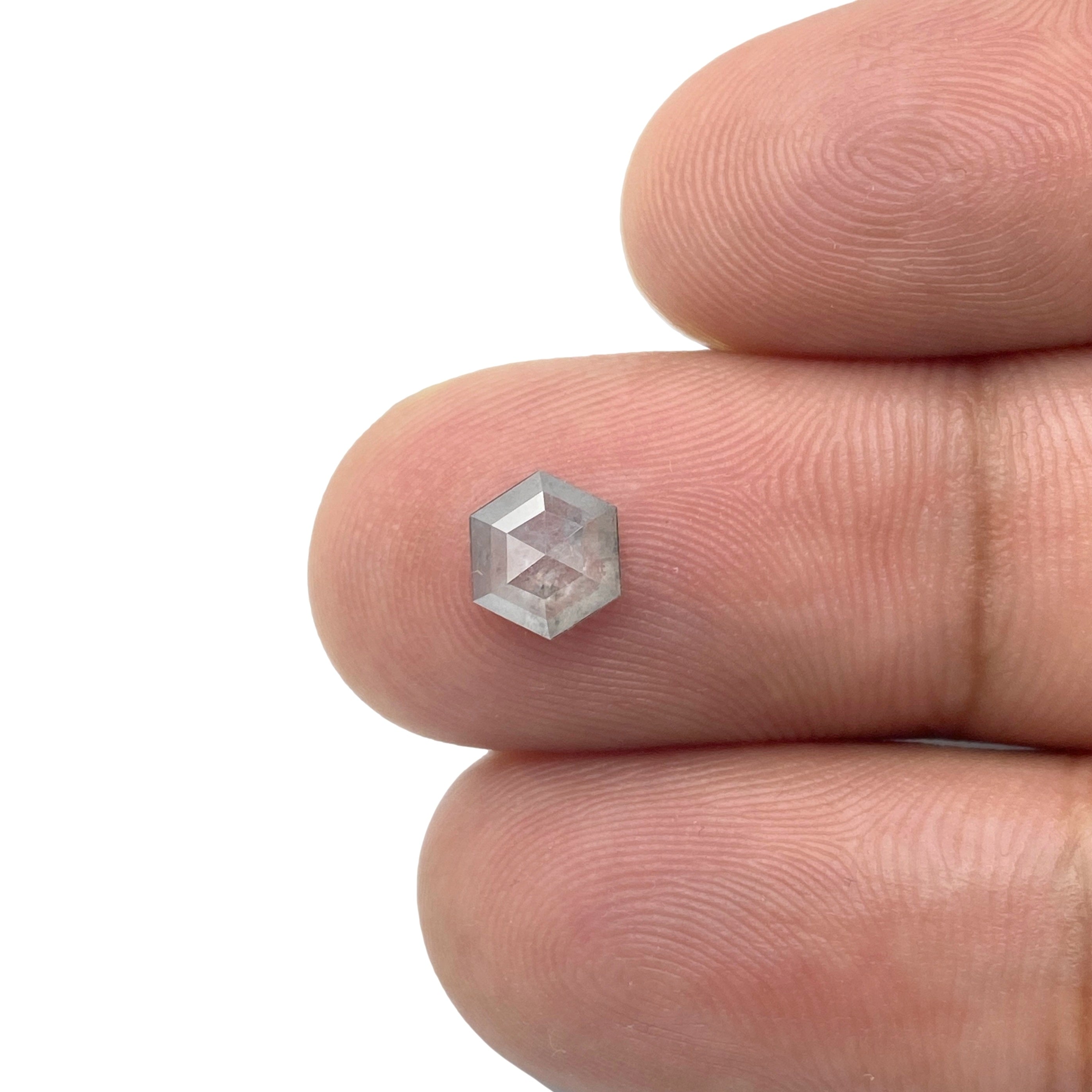 0.67ct | Salt & Pepper Rose Cut Hexagon Shape Diamond-Modern Rustic Diamond