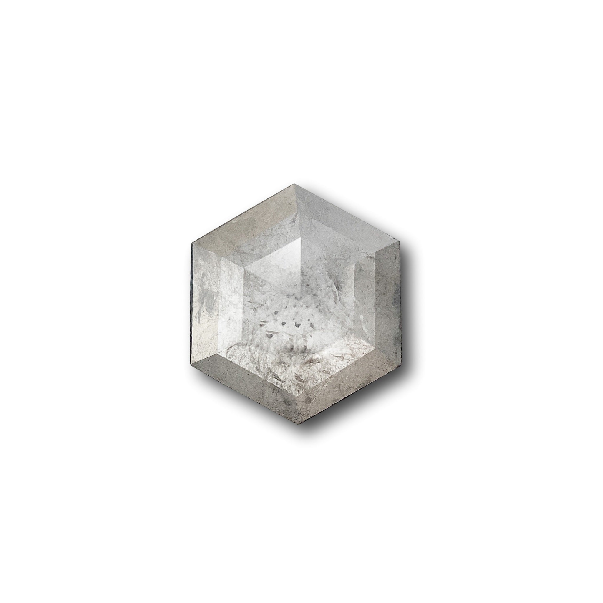 0.67ct | Salt & Pepper Rose Cut Hexagon Shape Diamond-Modern Rustic Diamond