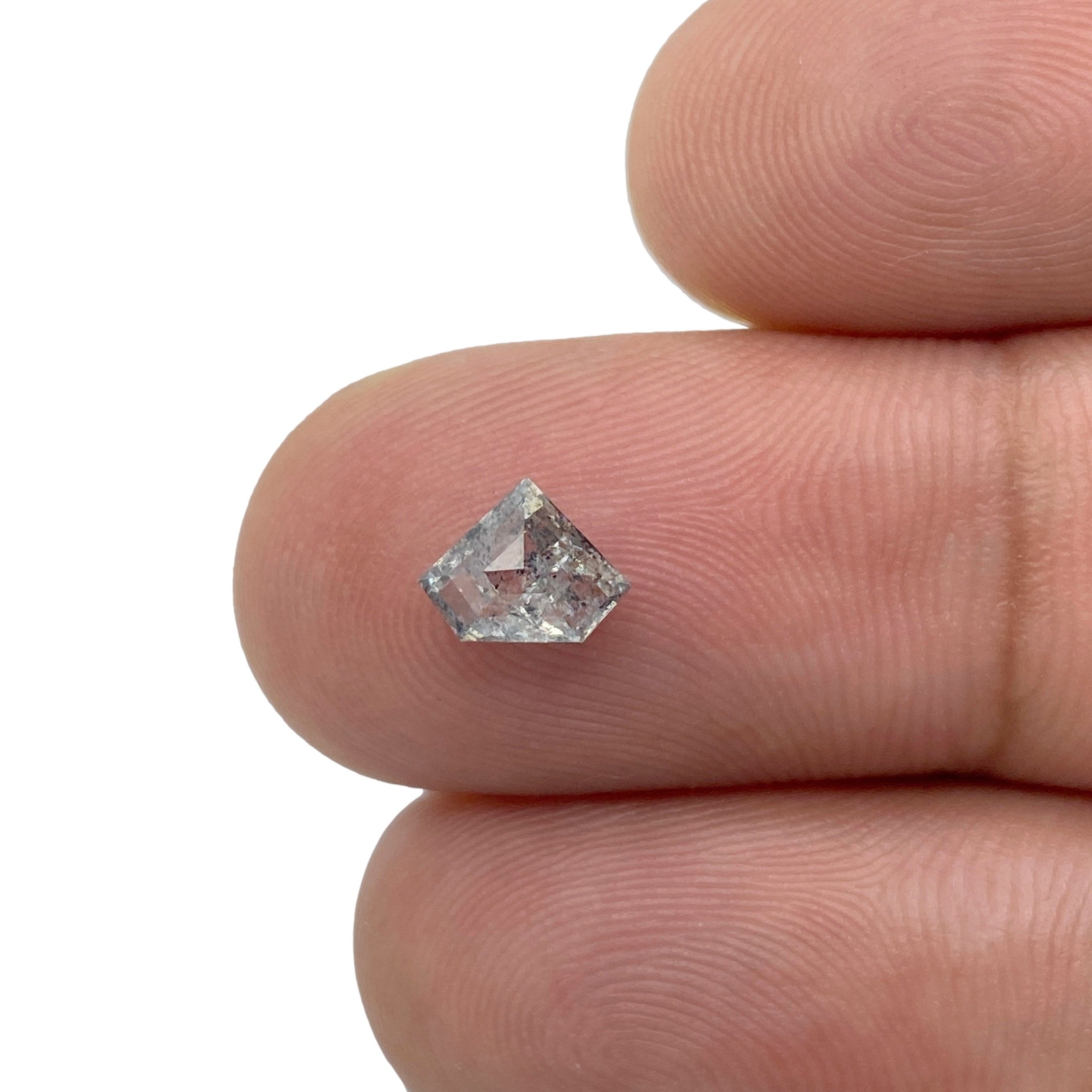 0.69ct | Salt & Pepper Rose Cut Shield Shape Diamond-Modern Rustic Diamond