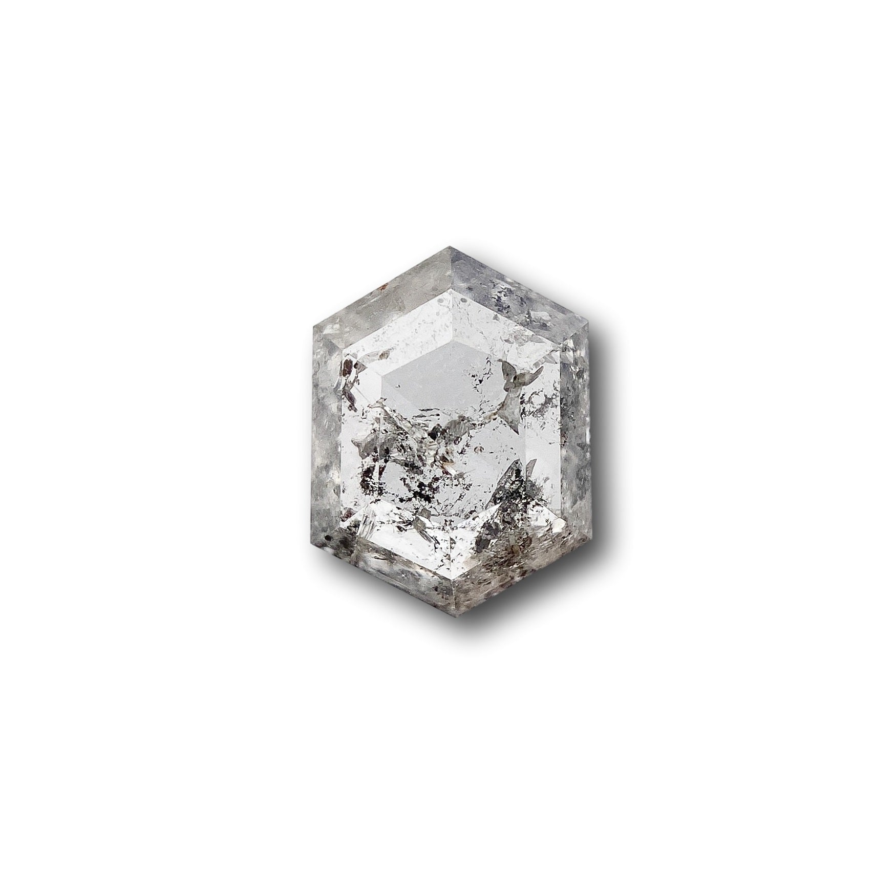 0.75ct | Salt & Pepper Rose Cut Hexagon Shape Diamond-Modern Rustic Diamond