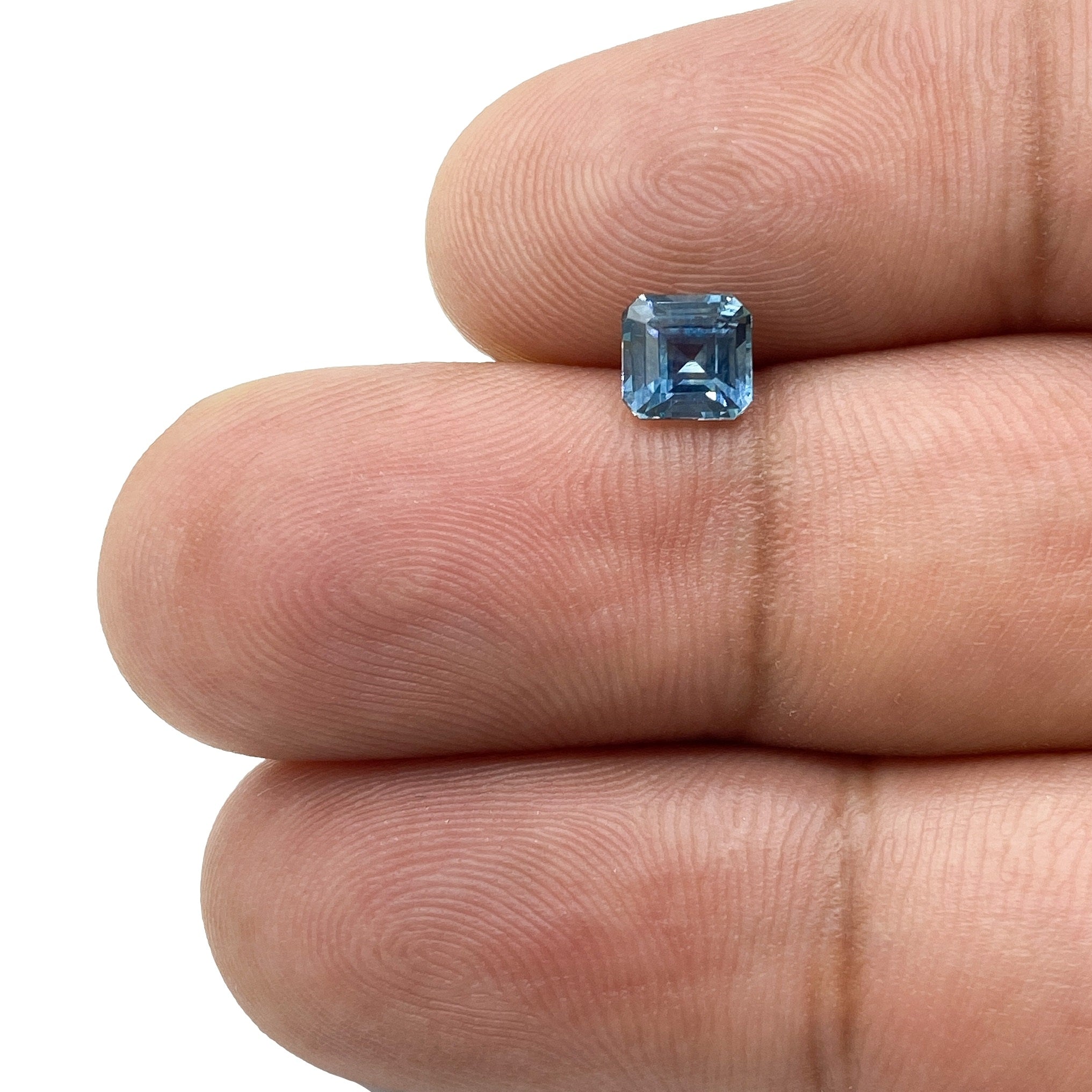0.80ct | Asscher Cut Blue Montana Sapphire-Modern Rustic Diamond