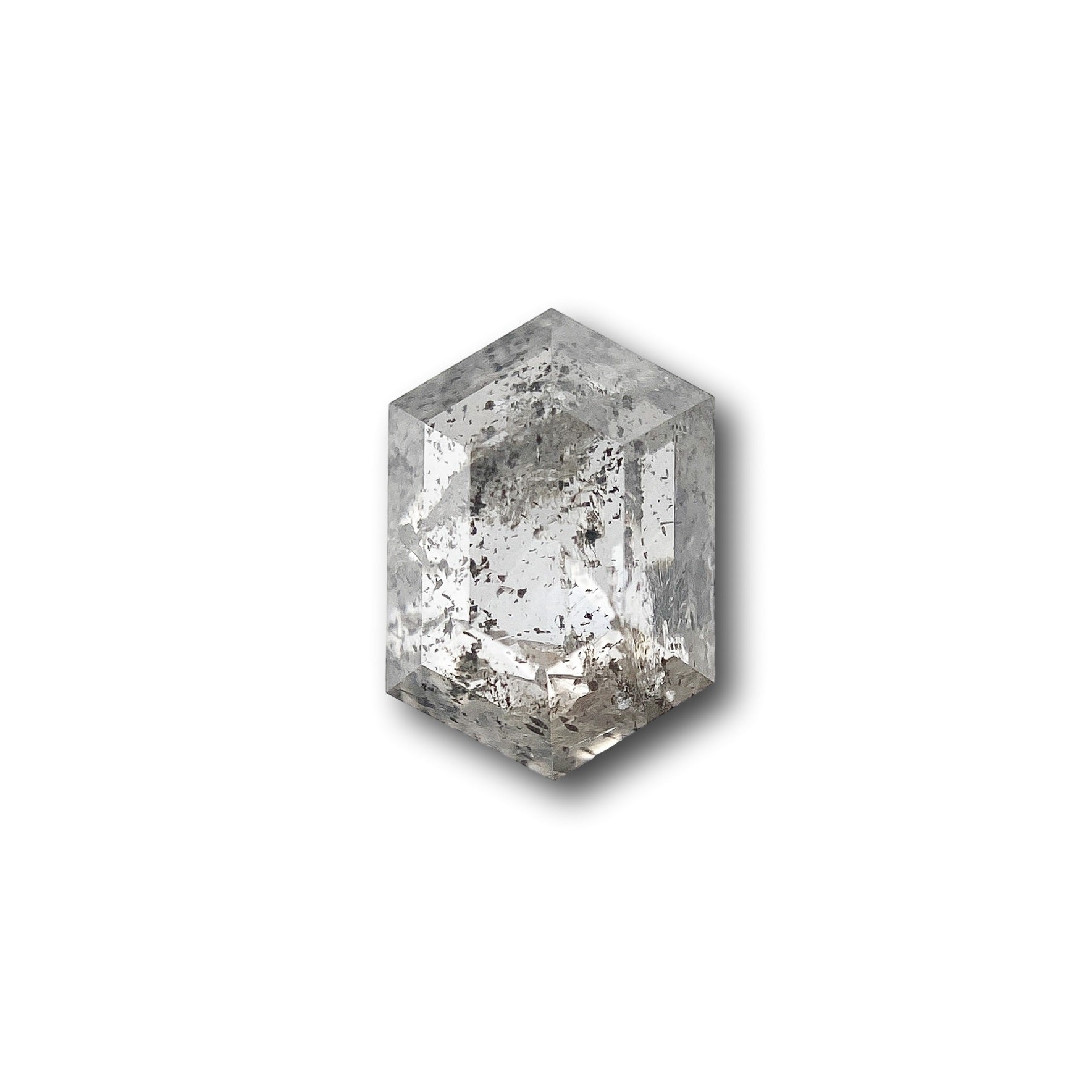0.81ct | Salt & Pepper Rose Cut Hexagon Shape Diamond-Modern Rustic Diamond