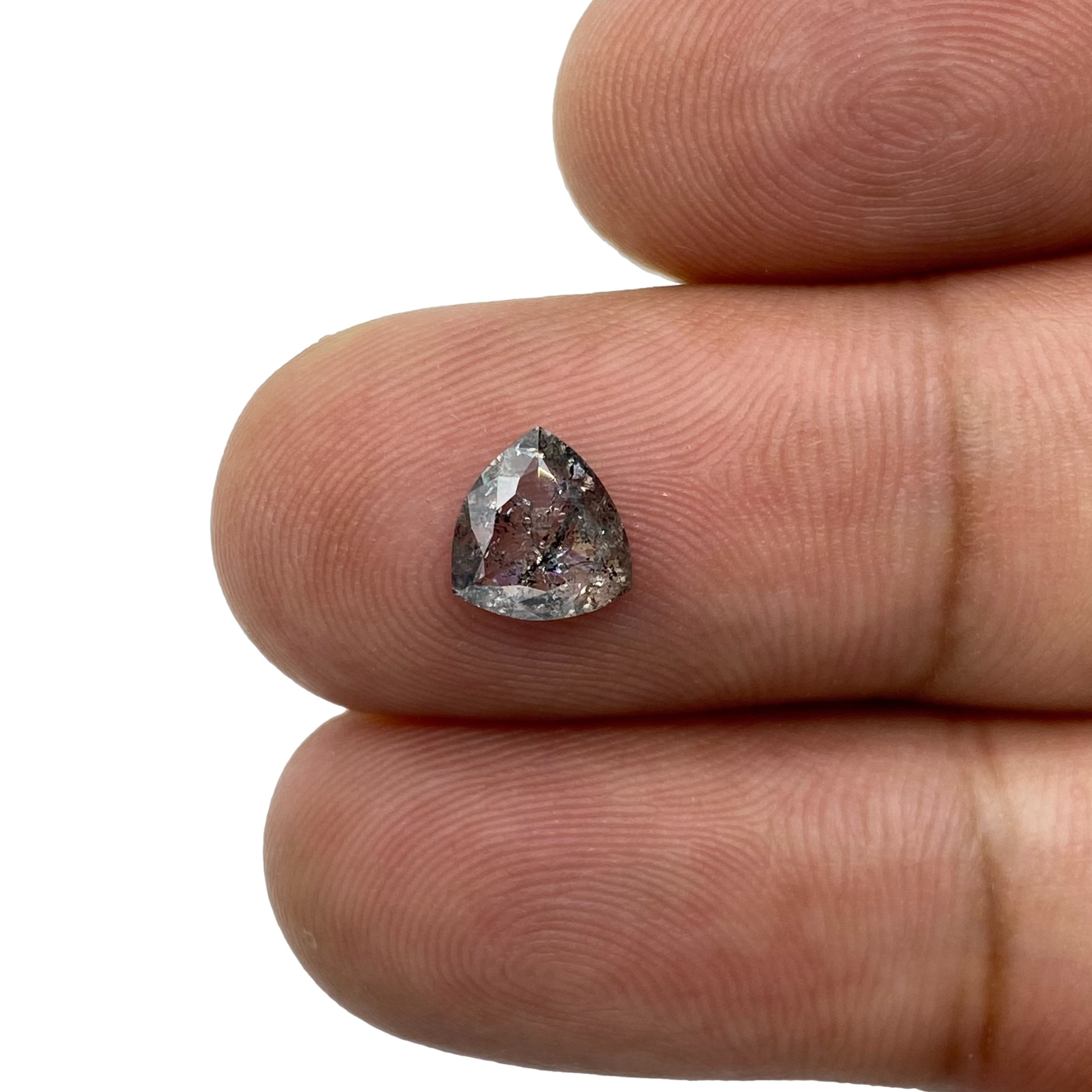 0.86ct | Salt & Pepper Rose Cut Trillion Shape Diamond-Modern Rustic Diamond