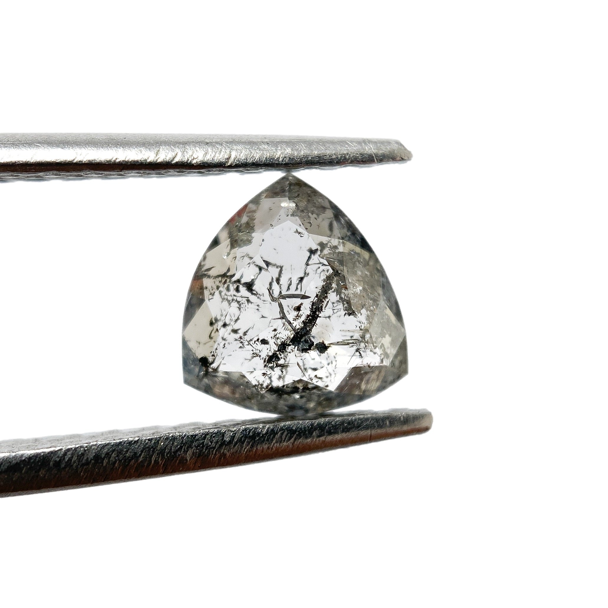0.86ct | Salt & Pepper Rose Cut Trillion Shape Diamond-Modern Rustic Diamond