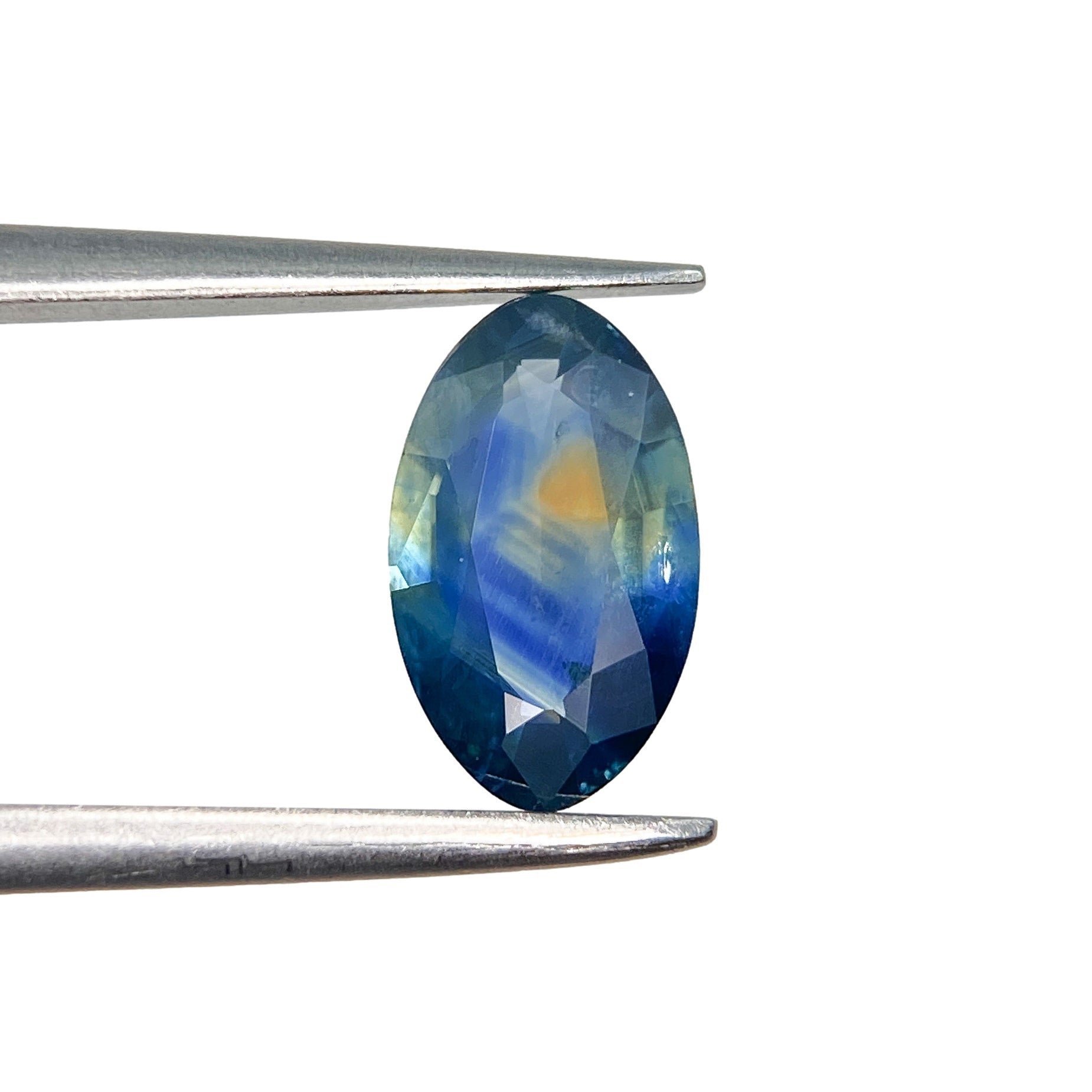 0.94ct | Brilliant Cut Moval Shape Yellow Blue Montana Sapphire-Modern Rustic Diamond