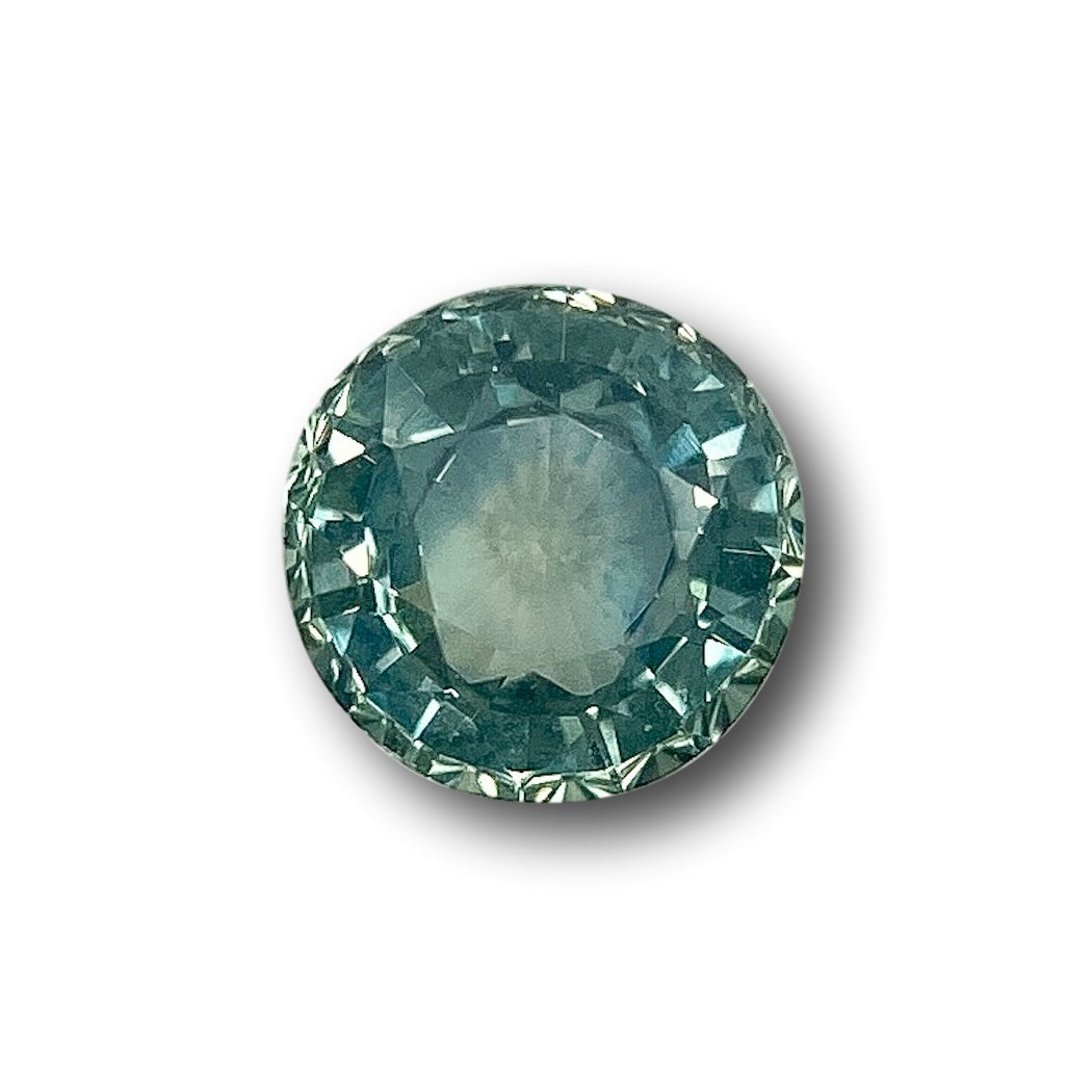 0.99ct | Brilliant Cut Round Shape Green Montana Sapphire-Modern Rustic Diamond