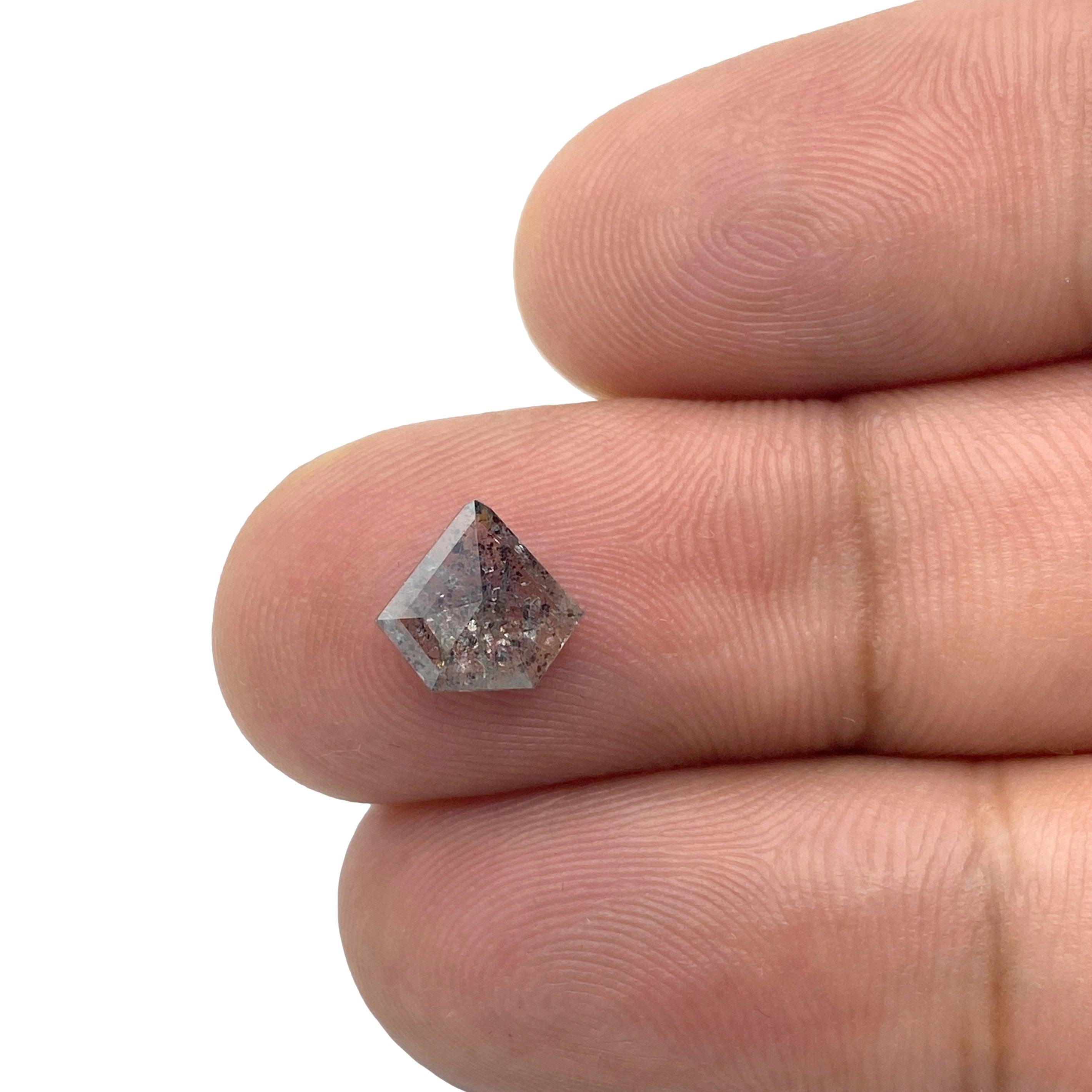 0.99ct | Salt & Pepper Rose Cut Shield Shape Diamond-Modern Rustic Diamond