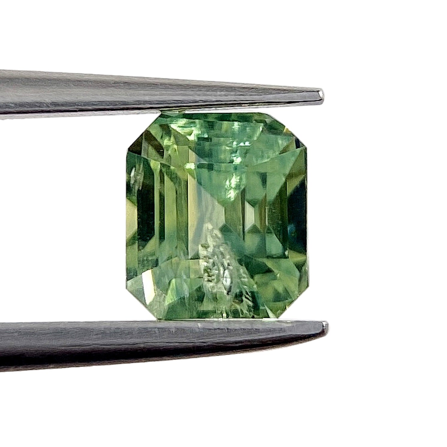 1.03ct | Emerald Cut Green Montana Sapphire-Modern Rustic Diamond
