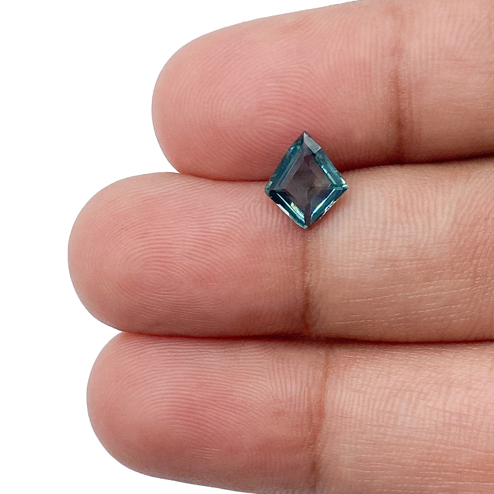 1.05 | Step Cut Kite Shape Blue Green Montana Sapphire-Modern Rustic Diamond