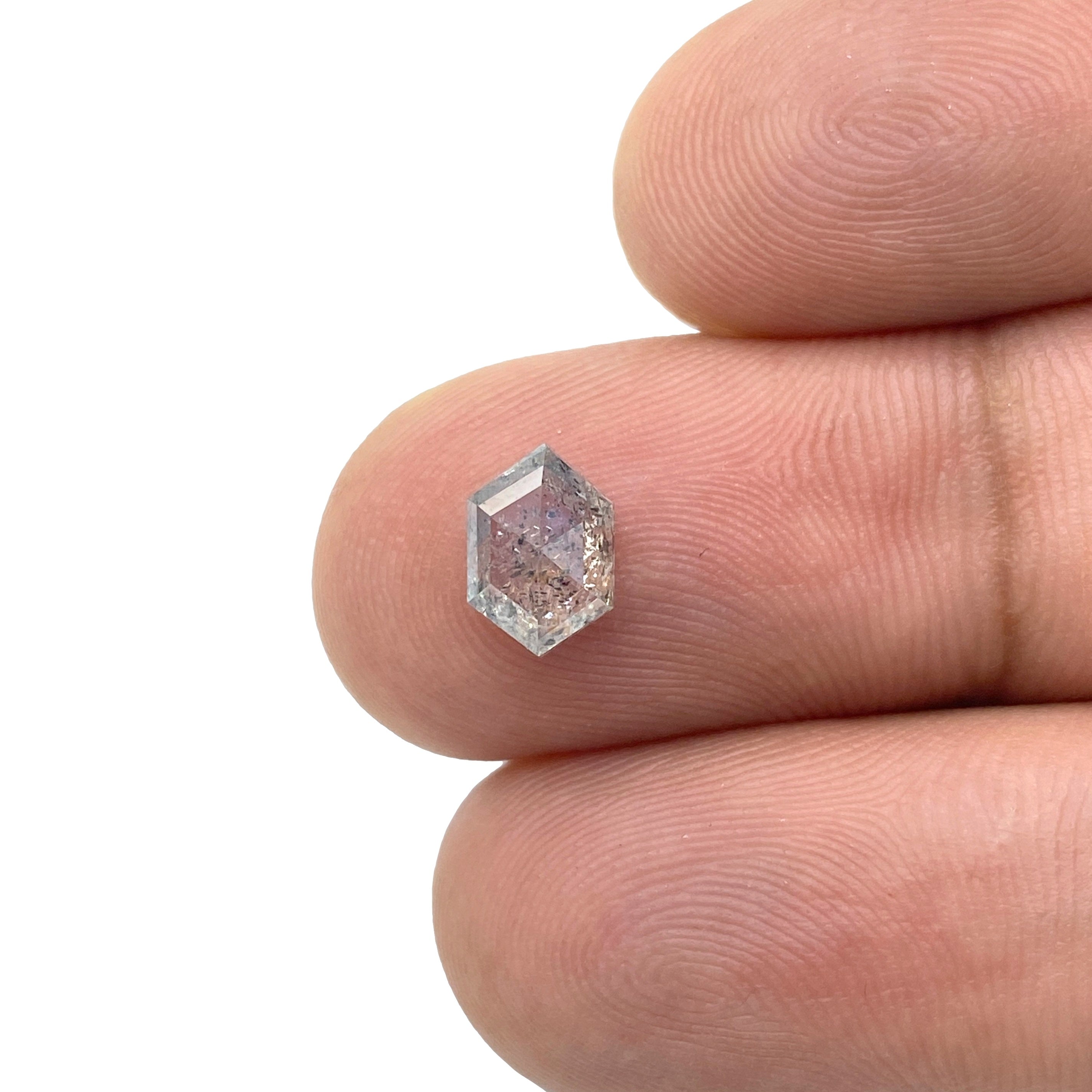 1.08ct | Salt & Pepper Rose Cut Hexagon Shape Diamond-Modern Rustic Diamond