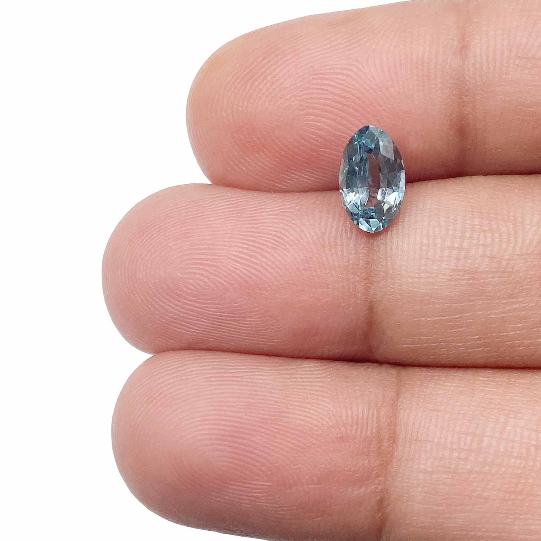 1.09ct | Brilliant Cut Moval Shape Lt. Blue Montana Sapphire-Modern Rustic Diamond
