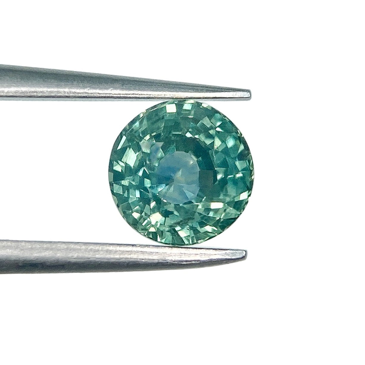 1.09ct | Brilliant Cut Round Shape Blue Green Montana Sapphire-Modern Rustic Diamond
