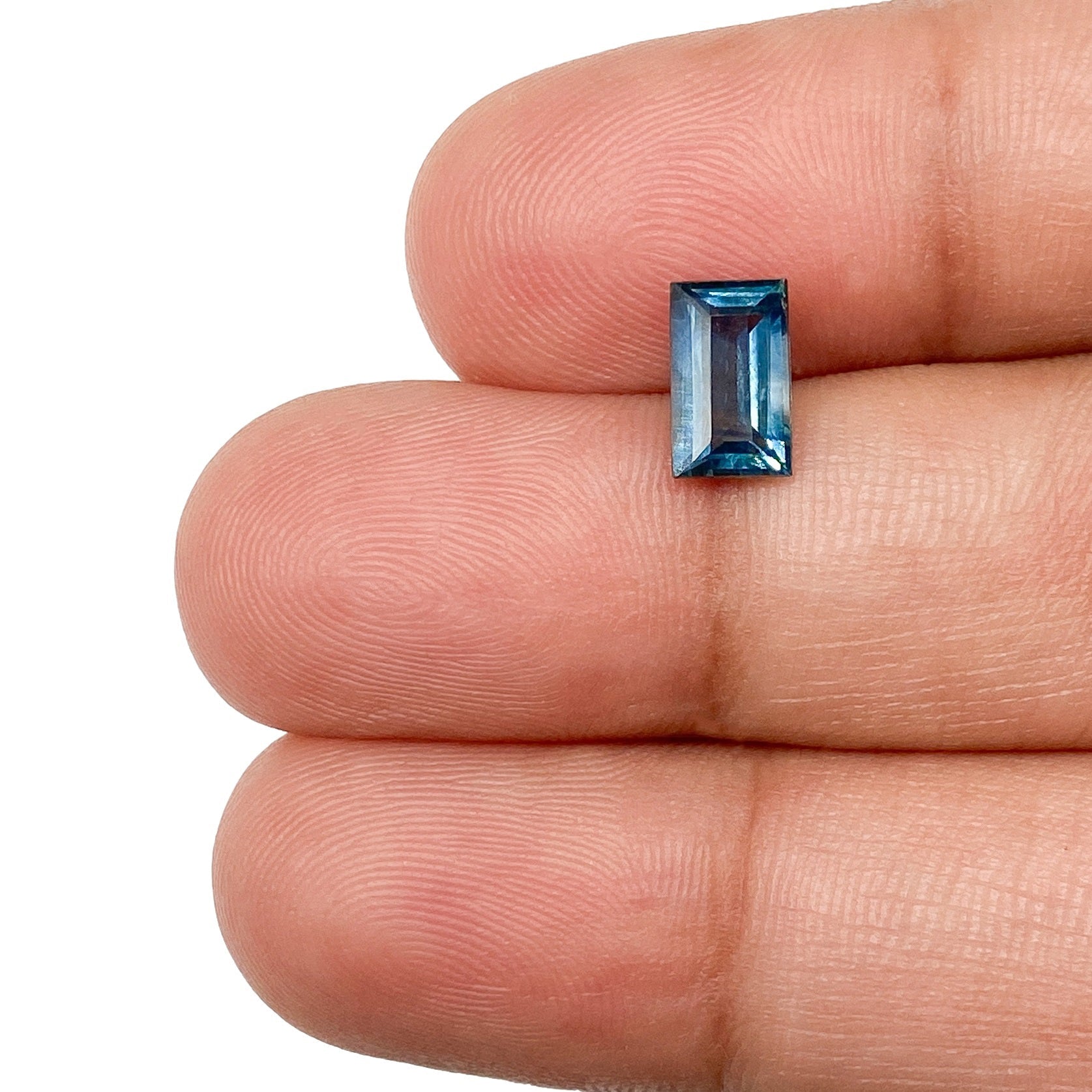 1.10ct | Step Cut Baguette Shape Blue Montana Sapphire-Modern Rustic Diamond