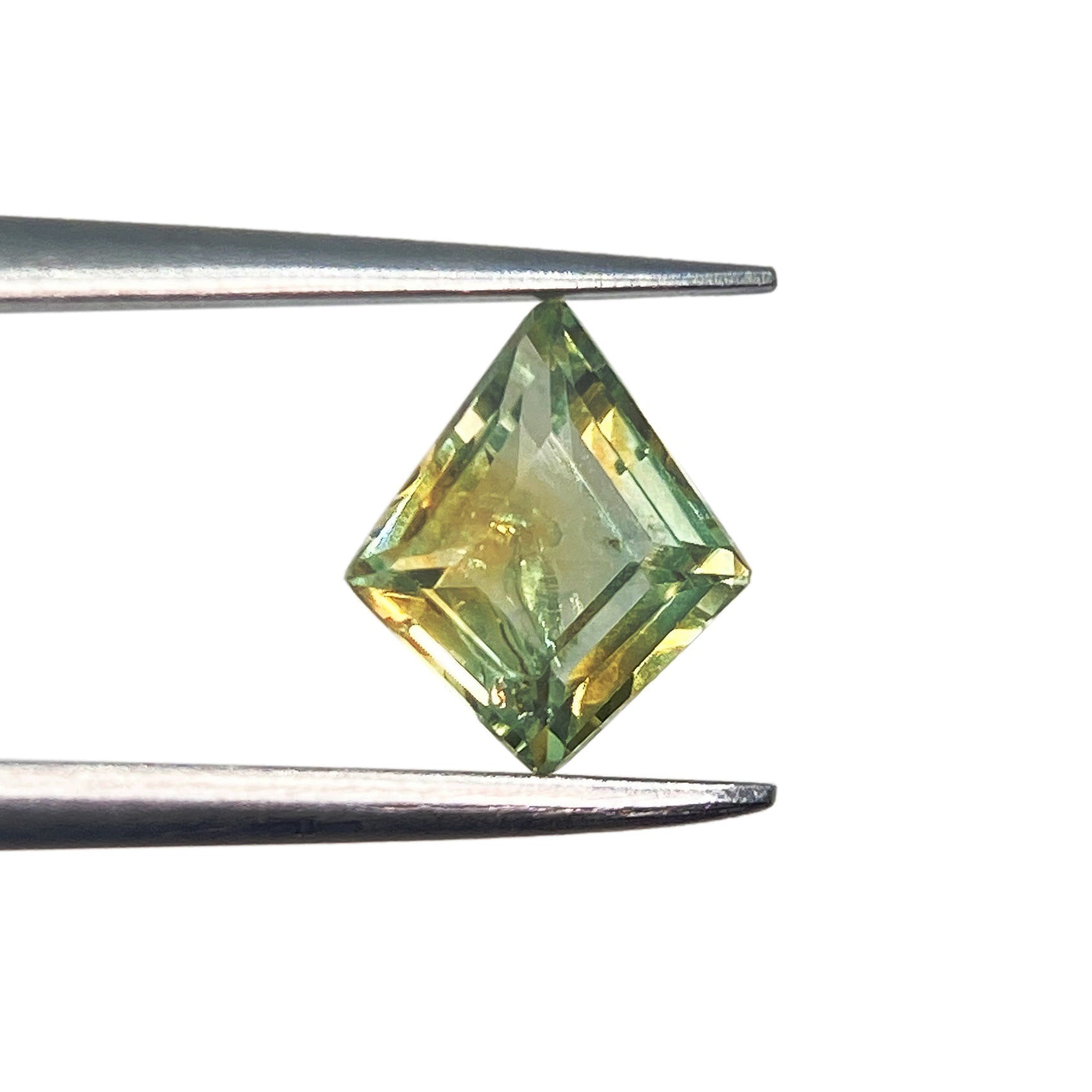 1.10ct | Step Cut Kite Shape Yellow Green Montana Sapphire-Modern Rustic Diamond