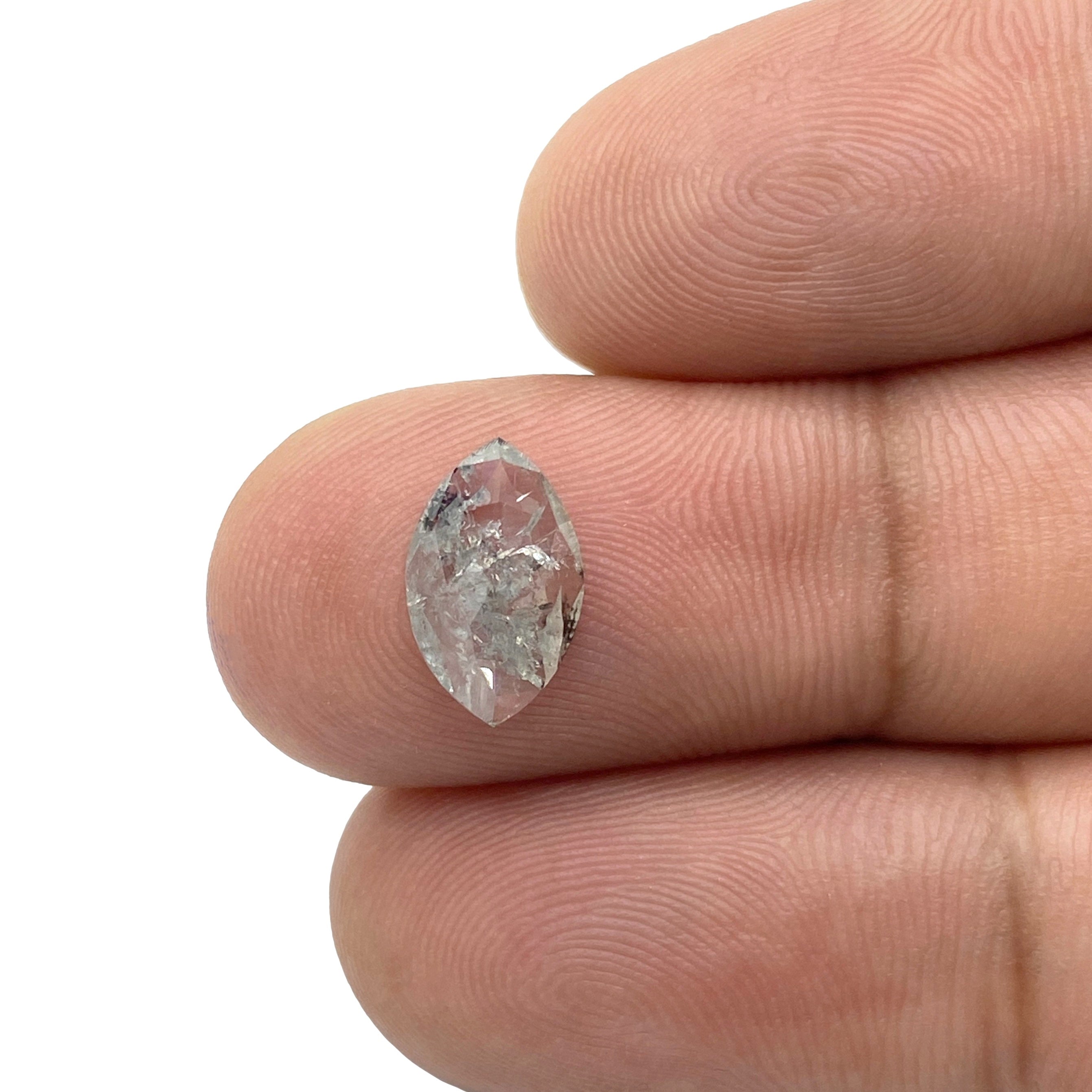 1.11ct | Salt & Pepper Rose Cut Marquise Shape Diamond-Modern Rustic Diamond