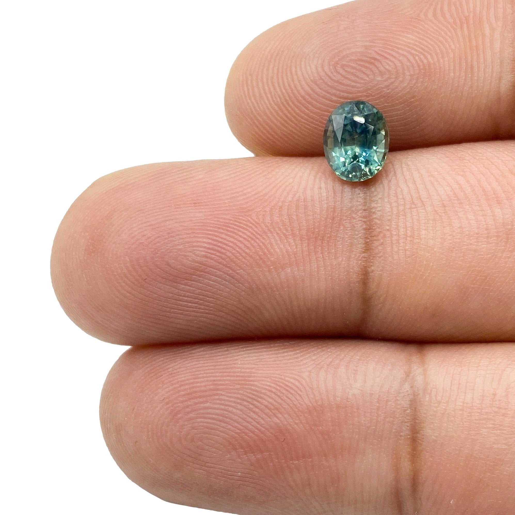 1.15ct | Brilliant Cut Oval Shape Green Montana Sapphire-Modern Rustic Diamond