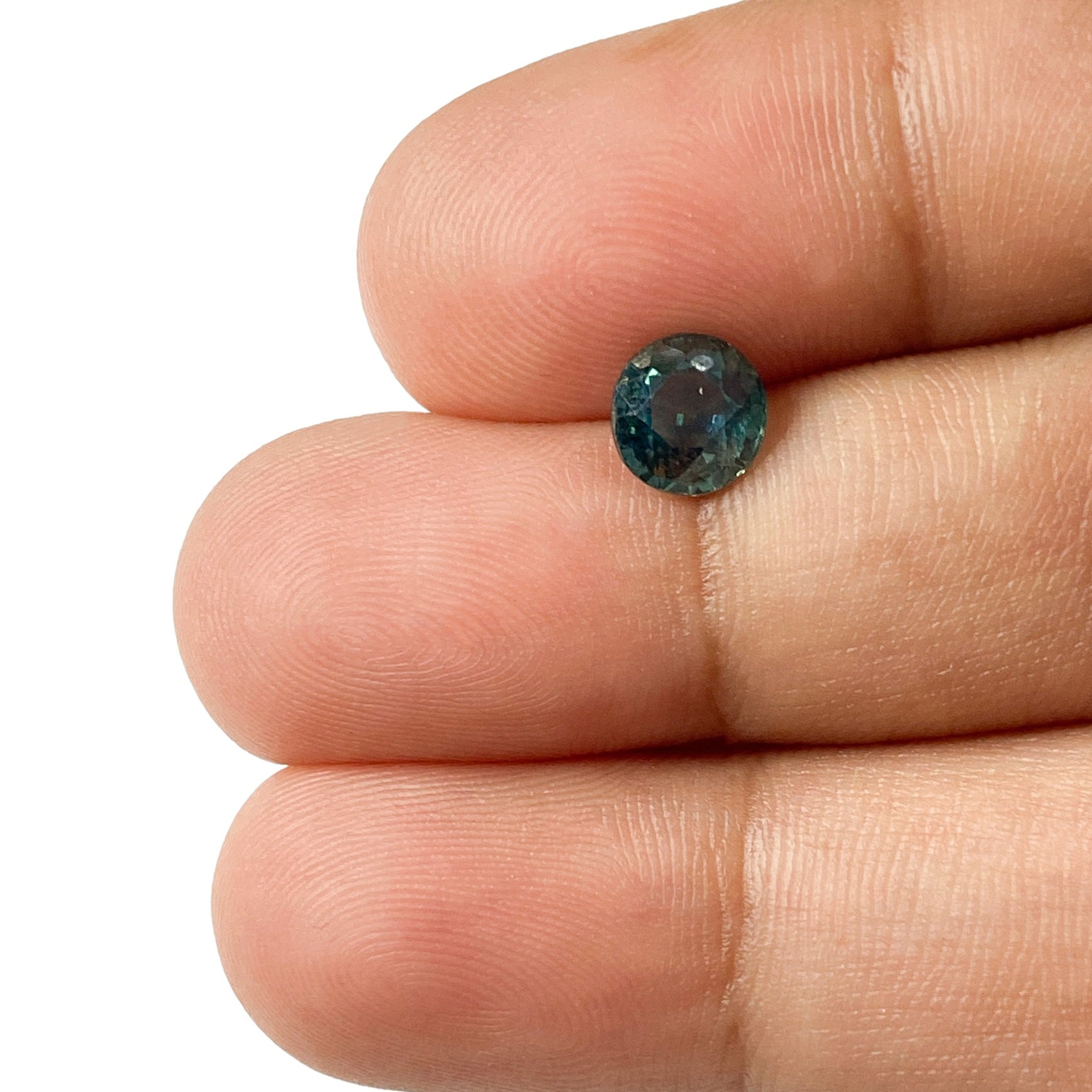 1.15ct | Brilliant Cut Round Shape Greenish Blue Montana Sapphire-Modern Rustic Diamond