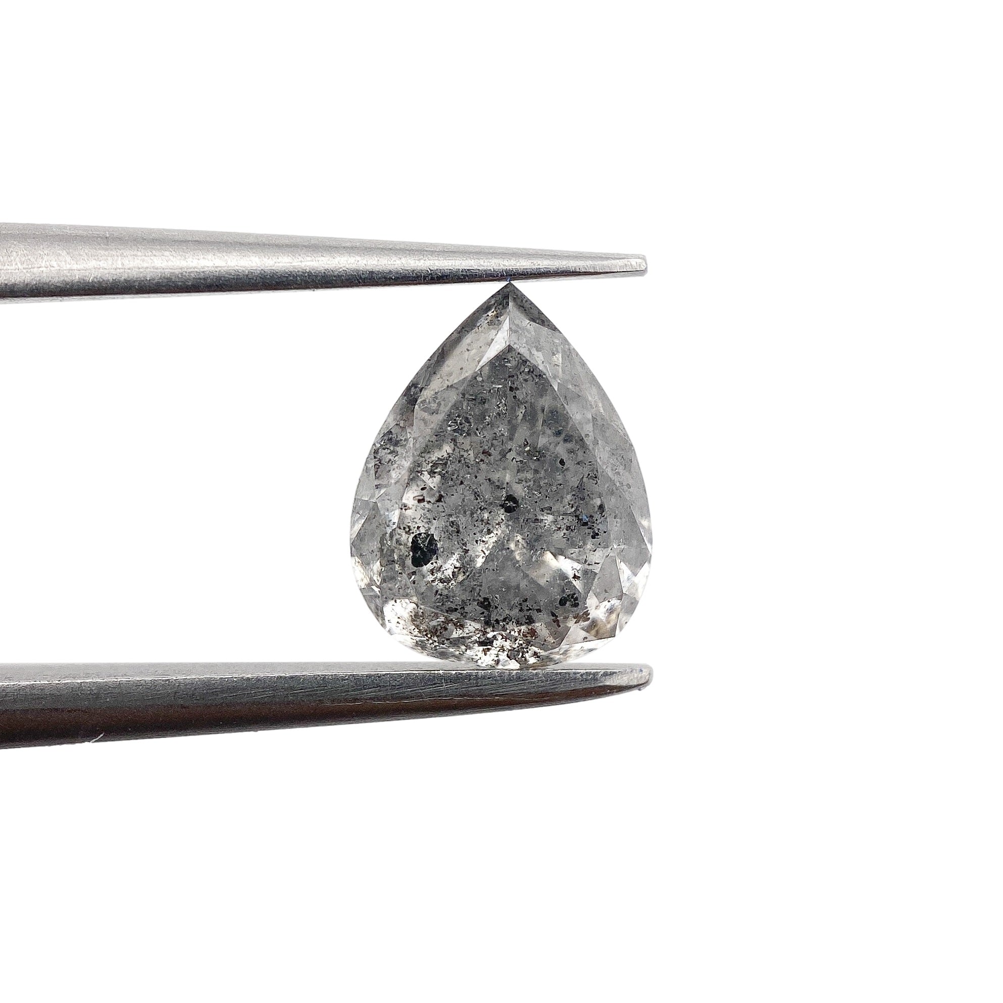 1.16ct | Salt & Pepper Brilliant Cut Pear Shape Diamond-Modern Rustic Diamond