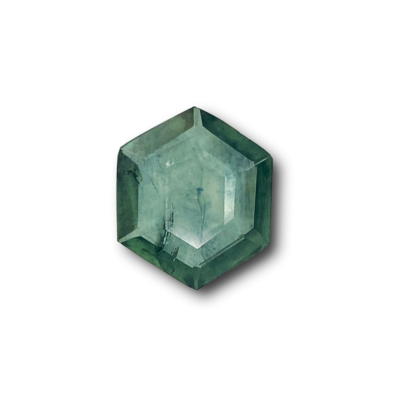1.17ct | Portrait Cut Hexagon Shape Blue Green Montana Sapphire-Modern Rustic Diamond