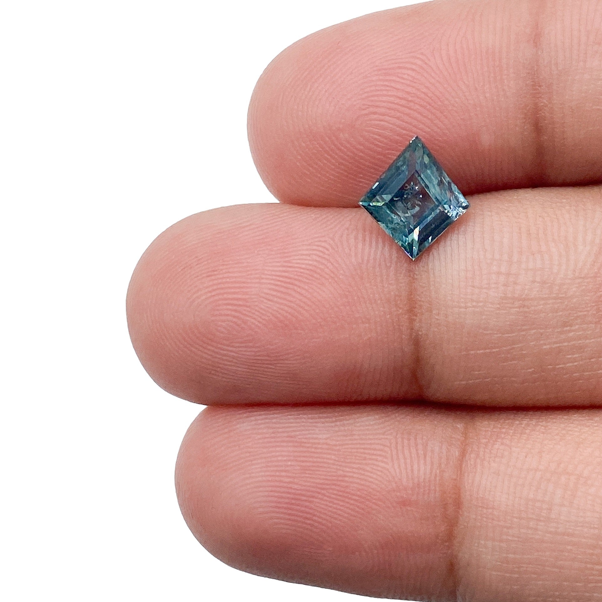 1.19ct | Step Cut Kite Shape Blue Green Montana Sapphire-Modern Rustic Diamond