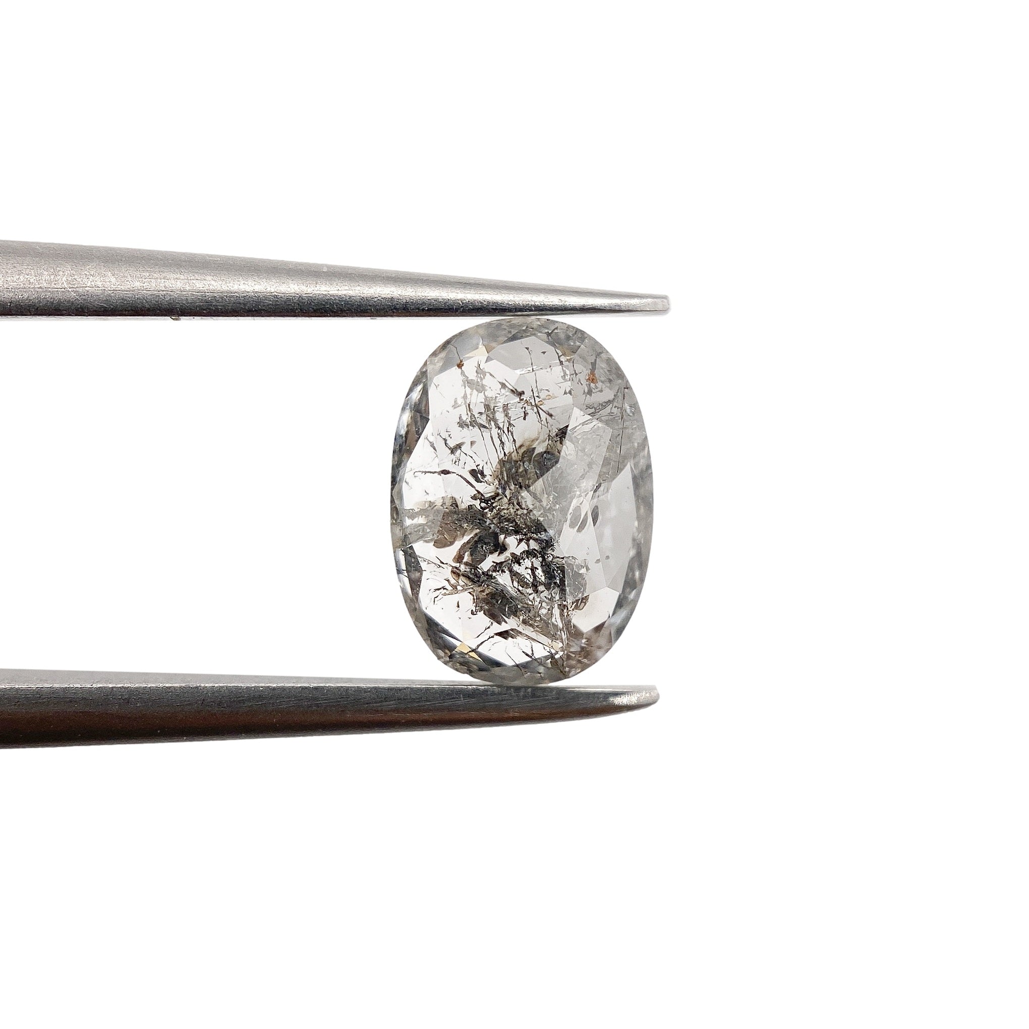 1.22ct | Salt & Pepper Rose Cut Oval Shape Diamond-Modern Rustic Diamond