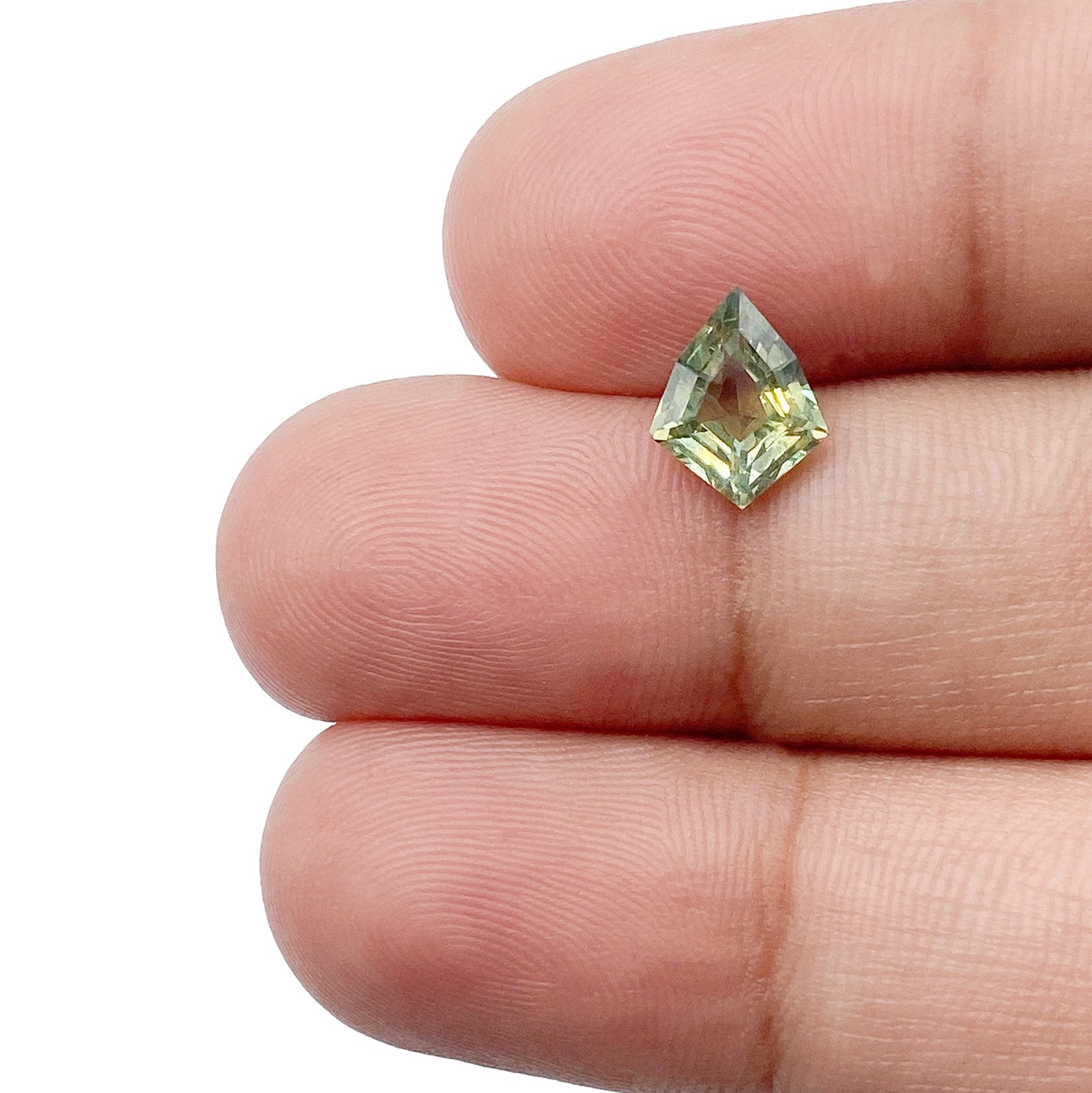 1.22ct | Step Cut Kite Shape Yellow Green Montana Sapphire-Modern Rustic Diamond
